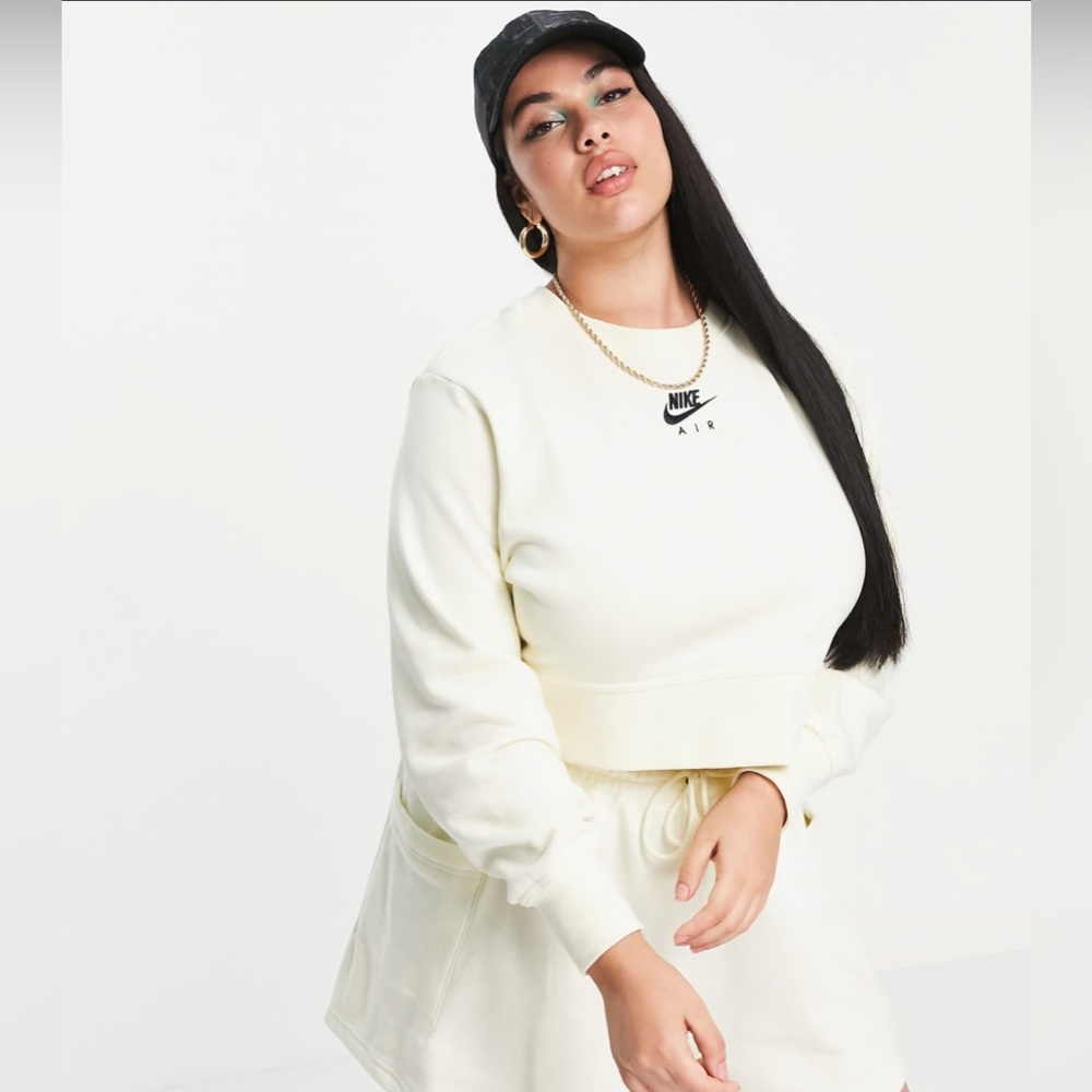 Nike Air cropped fleece sweatshirt in off white